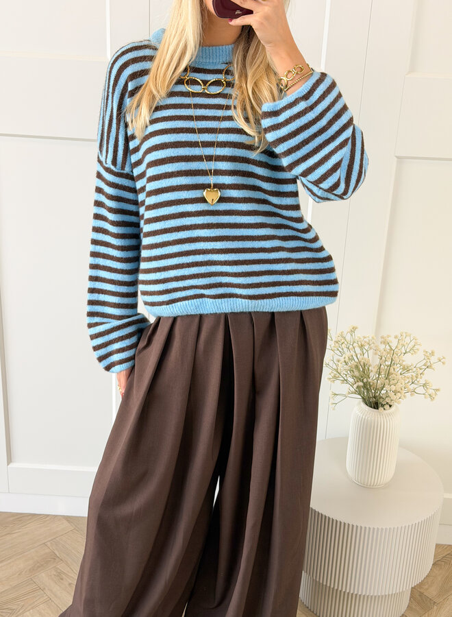 Strepen trui Fien blauw