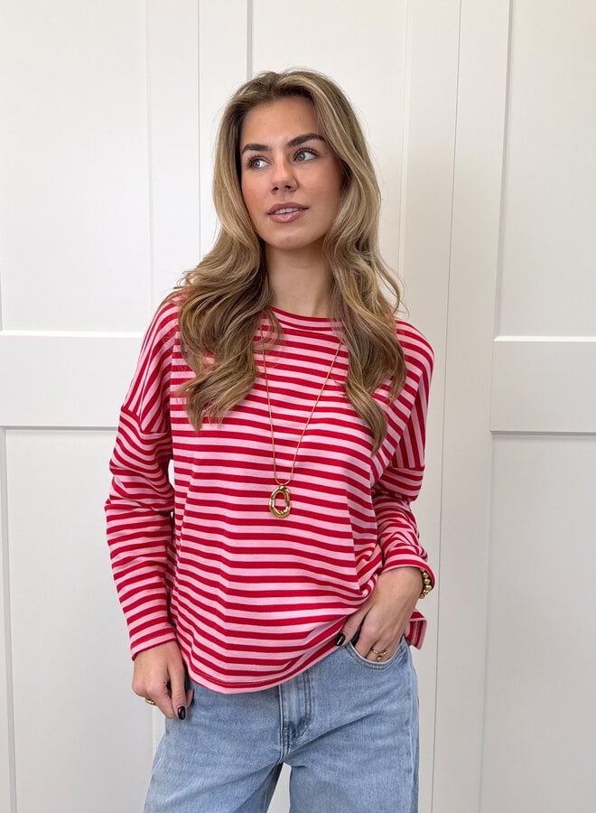 Longsleeve Sophie roze/rood