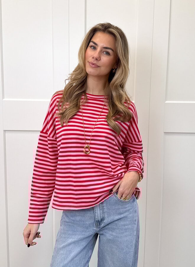 Longsleeve Sophie roze/rood