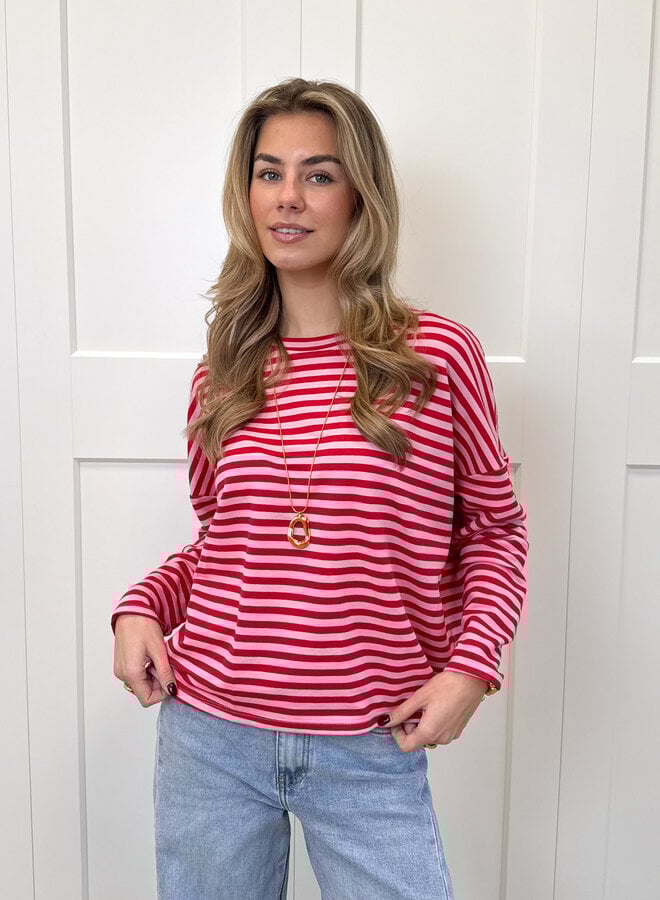 Longsleeve Sophie roze/rood