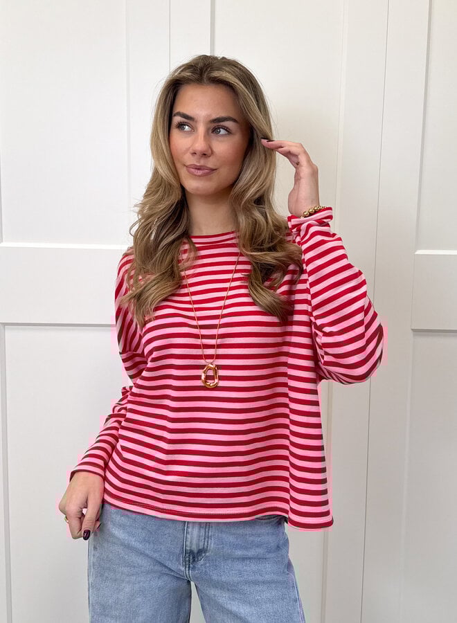 Longsleeve Sophie roze/rood