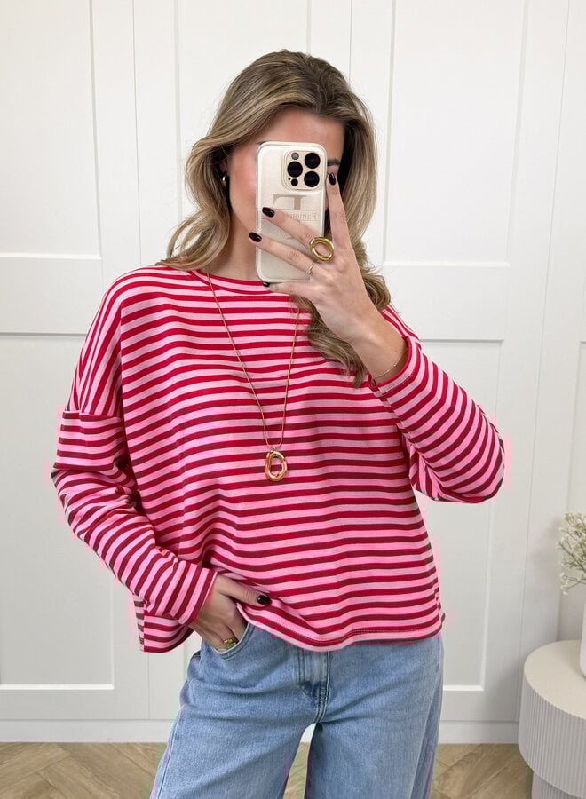 Longsleeve Sophie roze/rood