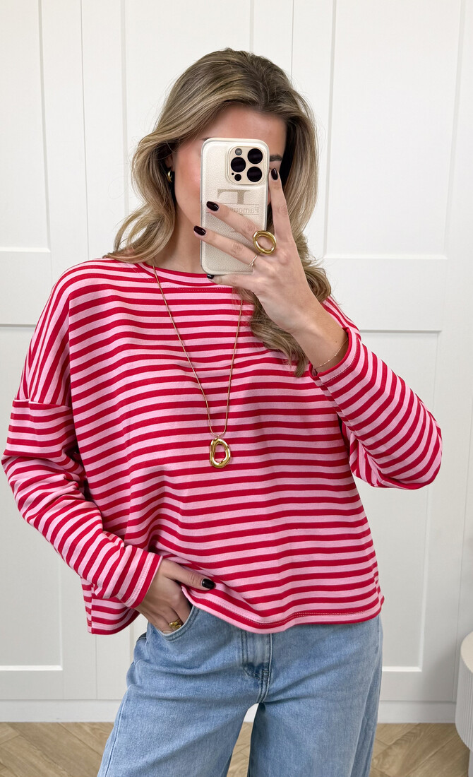 Longsleeve Sophie roze/rood
