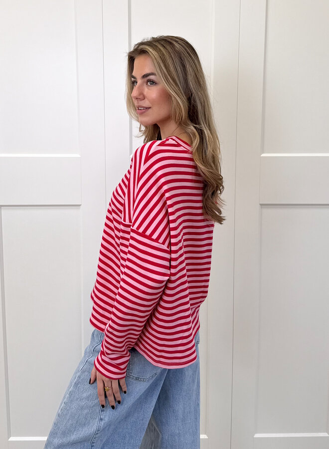 Longsleeve Sophie roze/rood