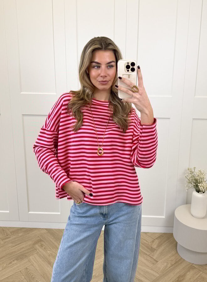 Longsleeve Sophie roze/rood