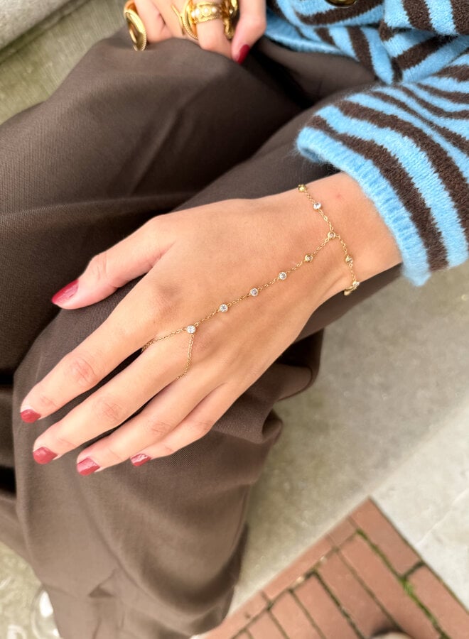 Goudkleurige handketting diamant