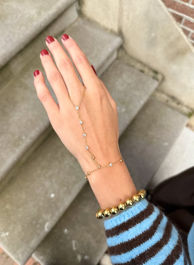 Goudkleurige handketting diamant