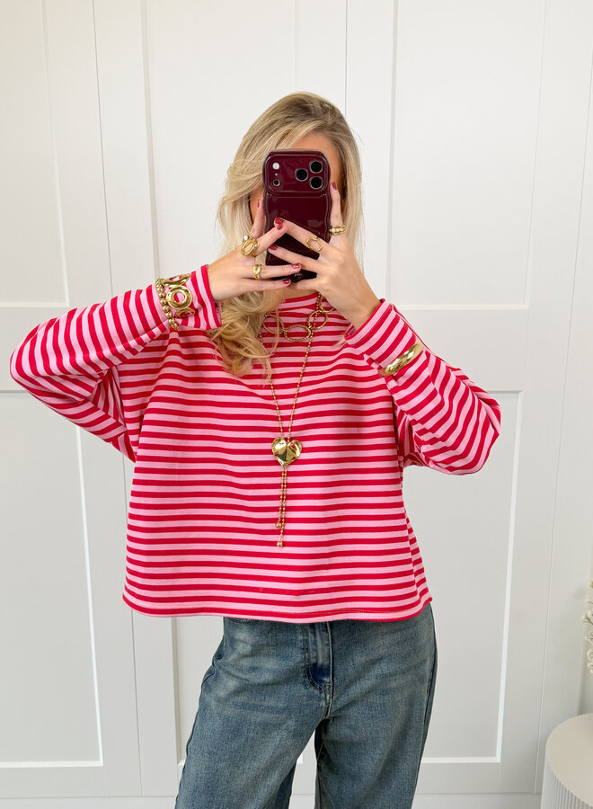 Longsleeve Sophie roze/rood