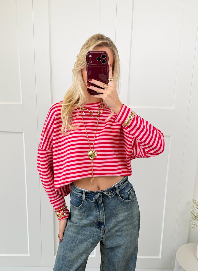Longsleeve Sophie roze/rood