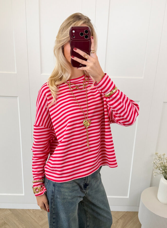 Longsleeve Sophie roze/rood