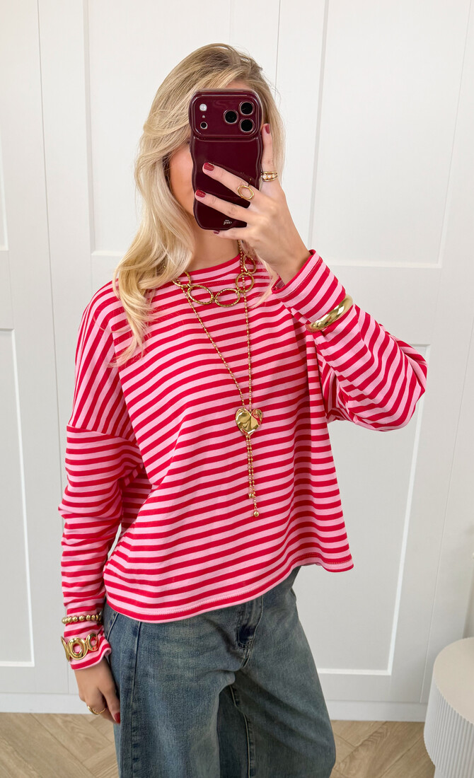 Longsleeve Sophie roze/rood