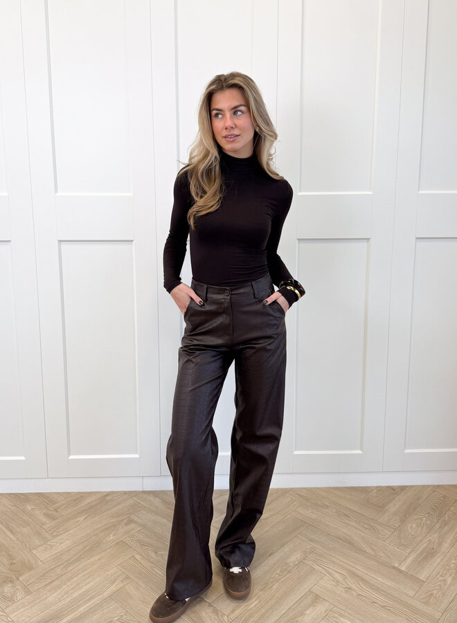 Leather broek Elina bruin