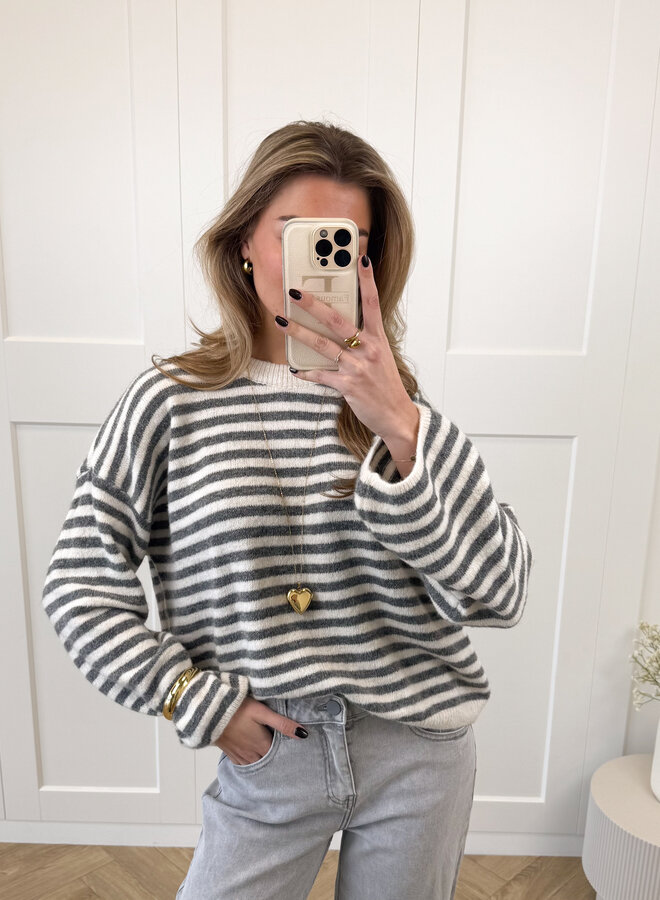 Strepen trui Fien grijs