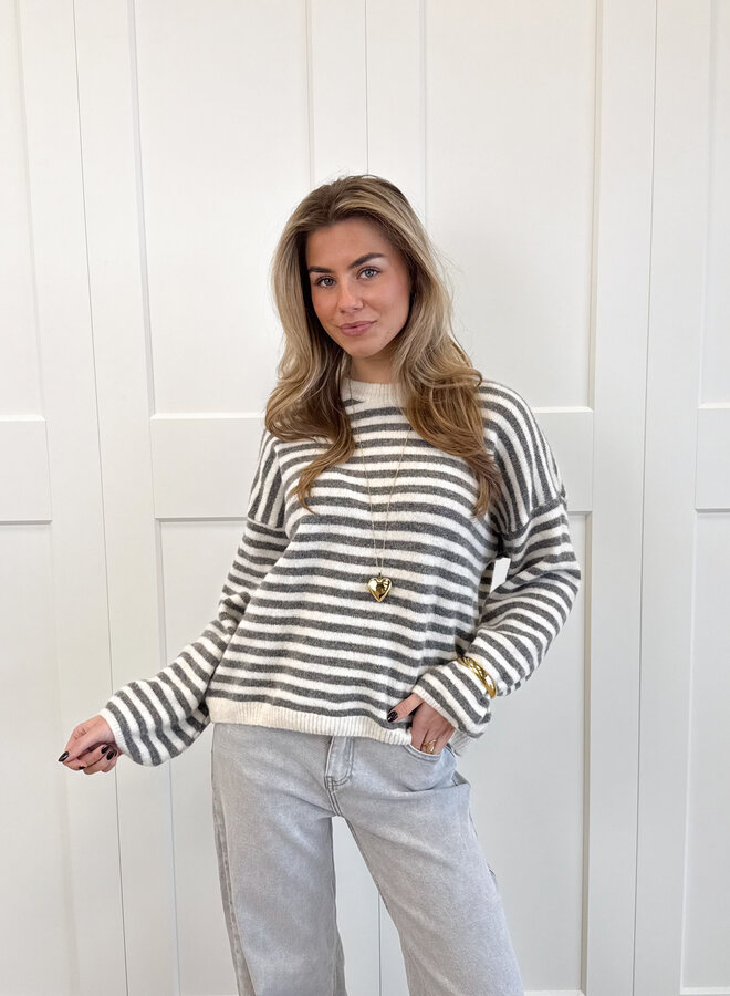 Strepen trui Fien grijs