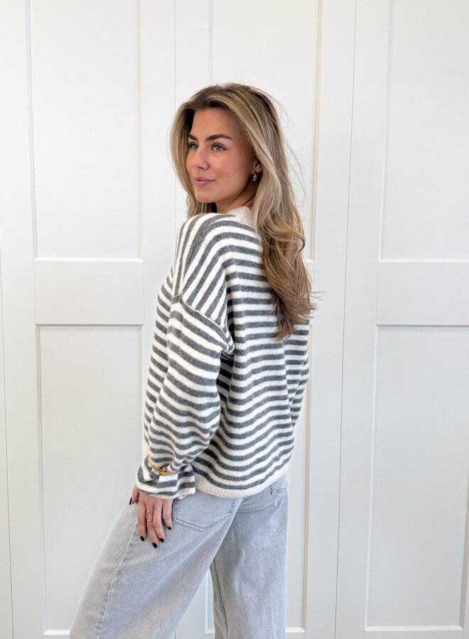 Strepen trui Fien grijs