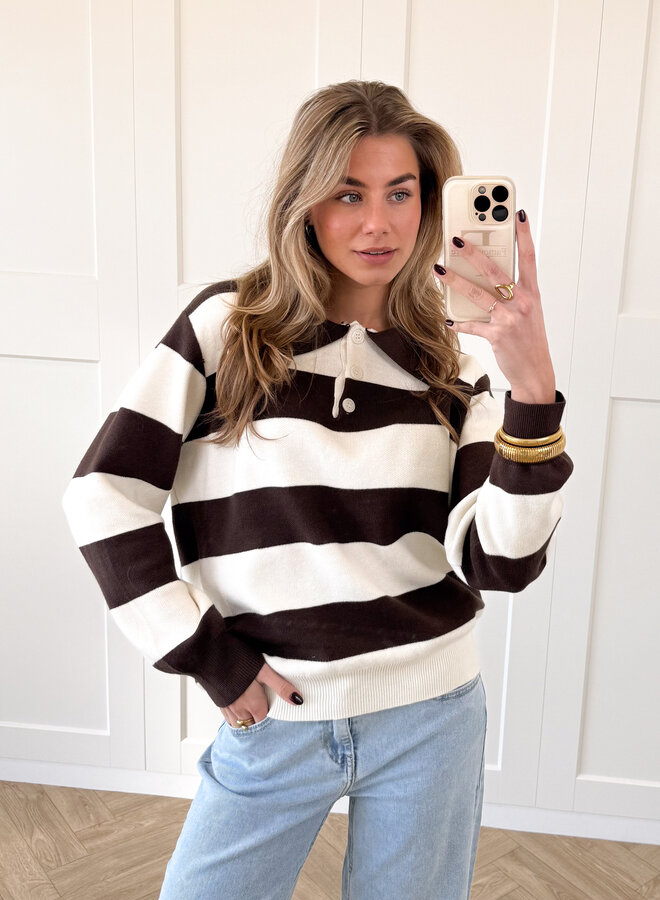 Oversized polo sweater bruin