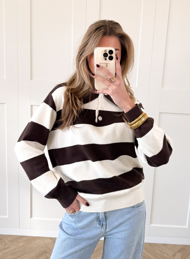 Oversized polo sweater bruin