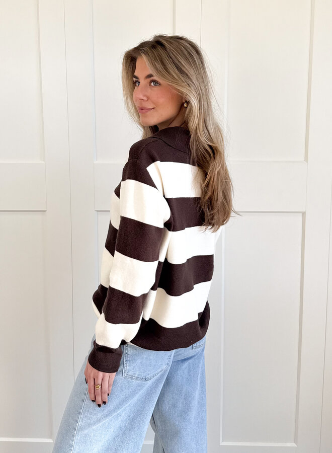 Oversized polo sweater bruin