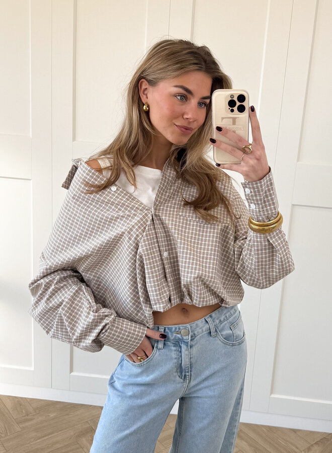 Blouse Lilianne bruin geruit