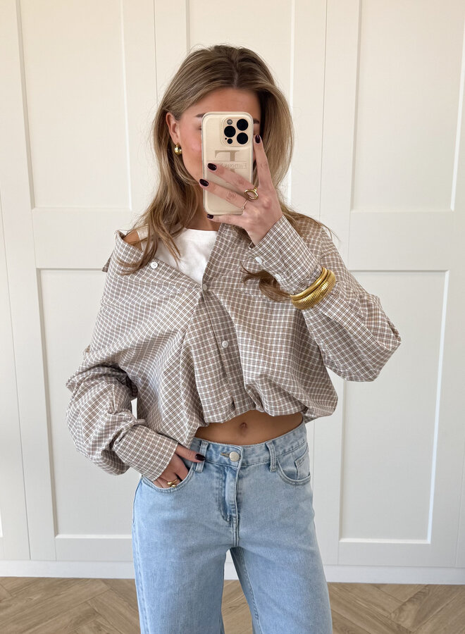 Blouse Lilianne bruin geruit