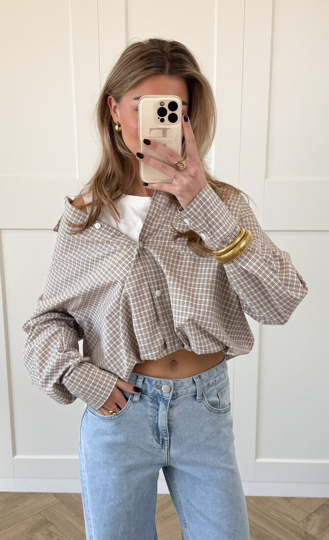 Blouse Lilianne bruin geruit