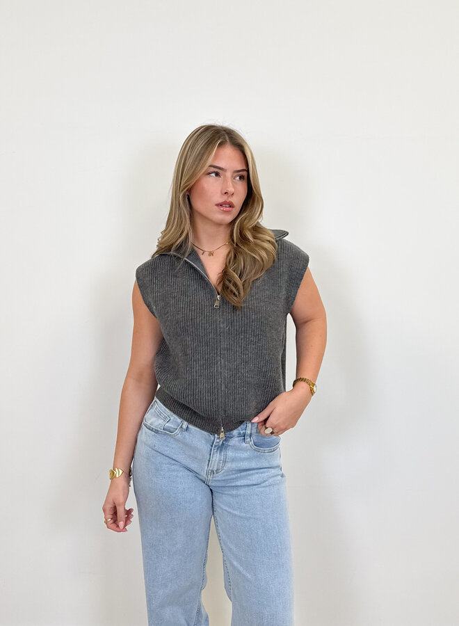 Zipper gilet Yuna grijs