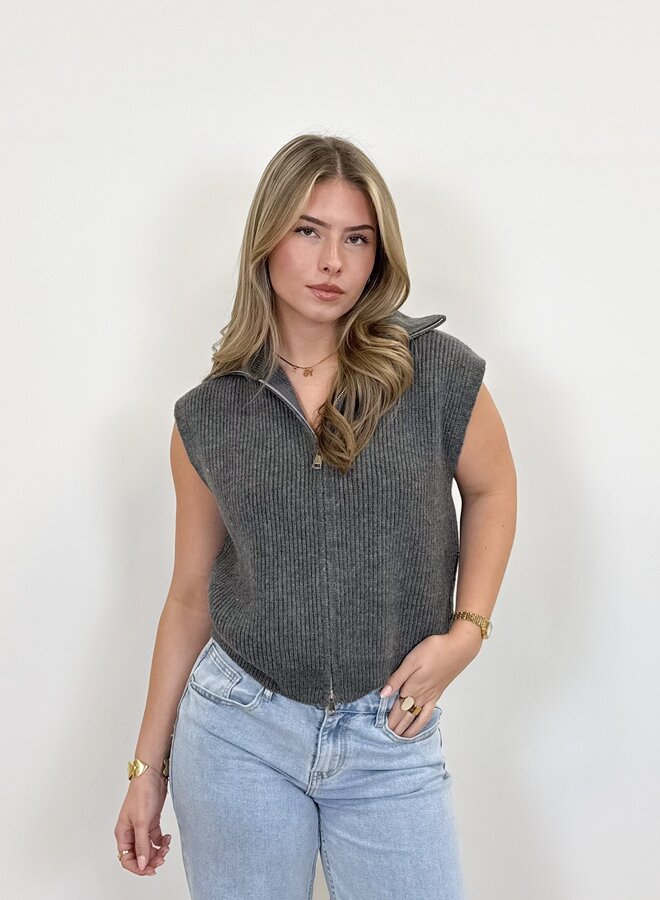 Zipper gilet Yuna grijs