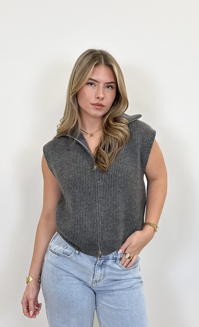 Zipper gilet Yuna grijs