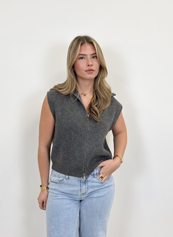 Zipper gilet Yuna grijs