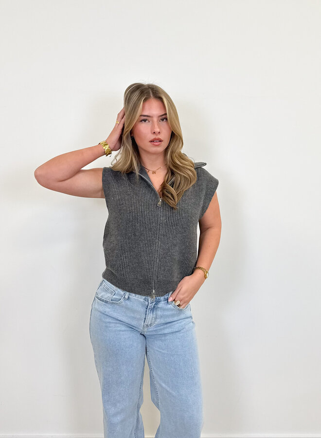 Zipper gilet Yuna grijs