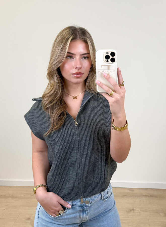 Zipper gilet Yuna grijs