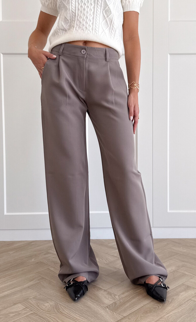 Pantalon low waist Steff donker taupe
