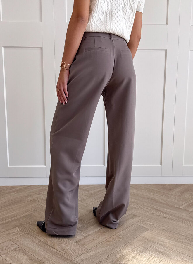 Pantalon low waist Steff donker taupe