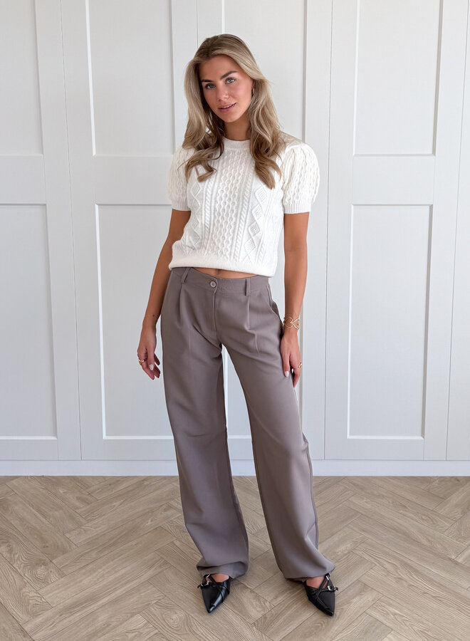 Pantalon low waist Steff donker taupe