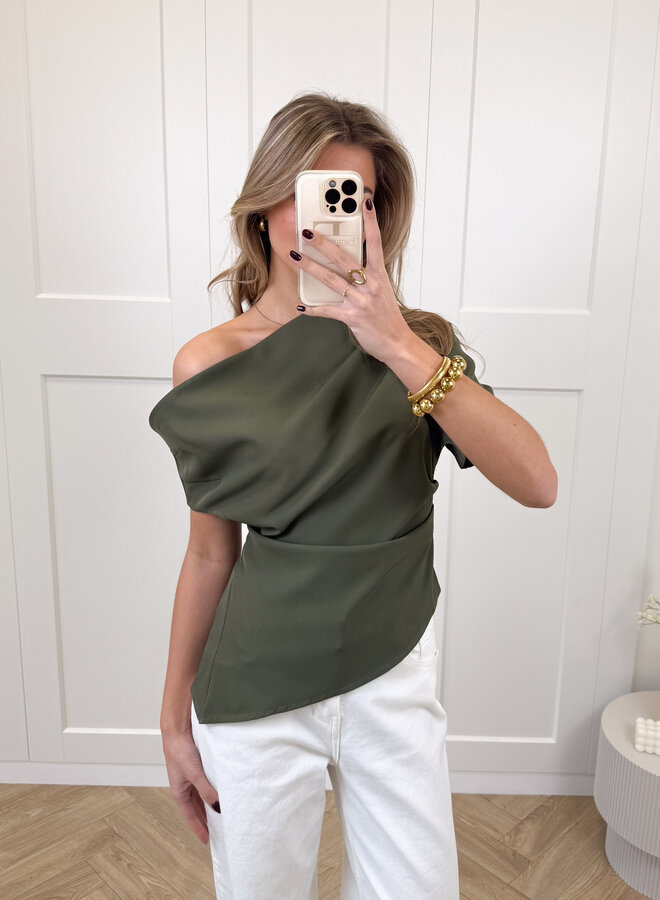 Top off shoulder Candice kaki