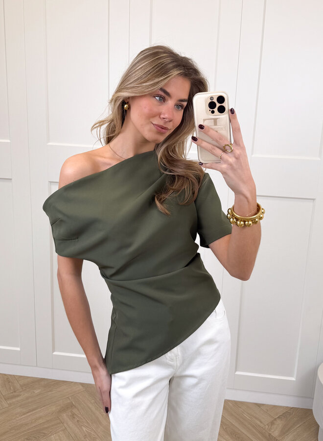 Top off shoulder Candice kaki