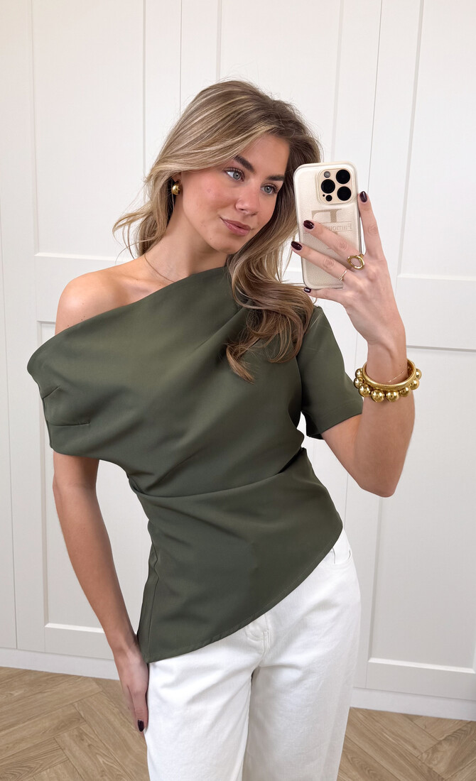 Top off shoulder Candice kaki