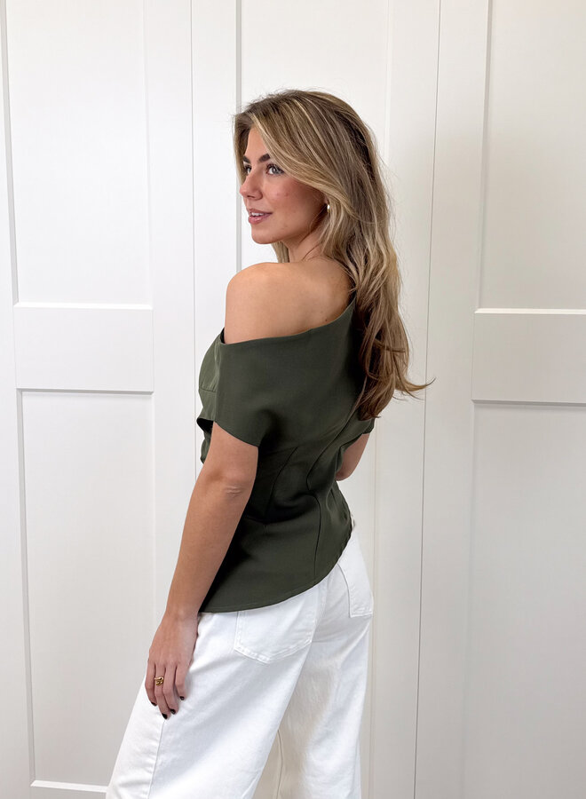 Top off shoulder Candice kaki
