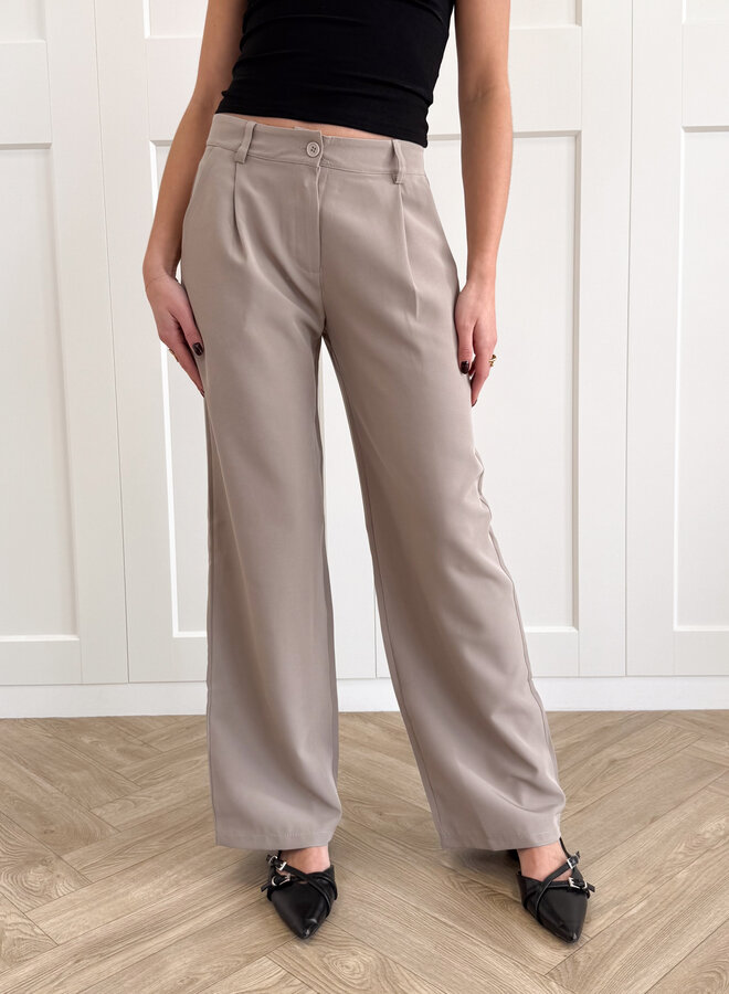 Pantalon low waist licht taupe