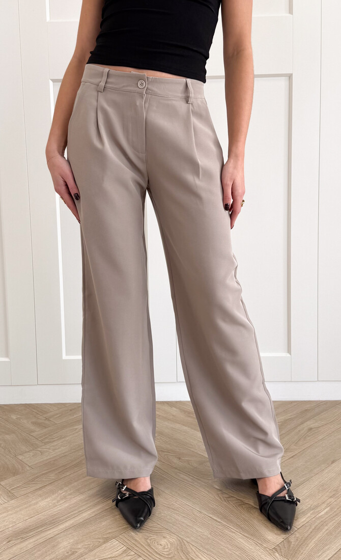 Pantalon low waist licht taupe