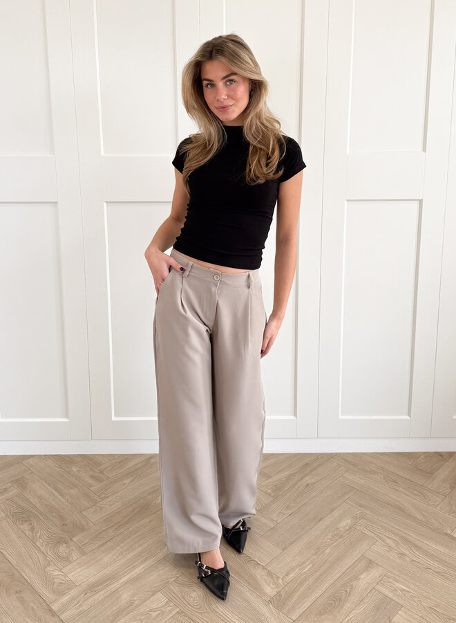 Pantalon low waist licht taupe