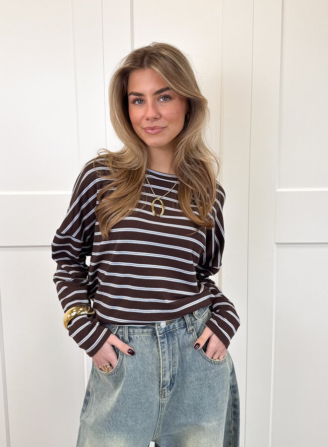 Longsleeve Sophie bruin/blauw