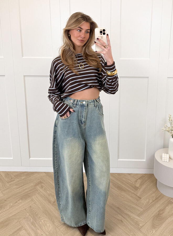 Longsleeve Sophie bruin/blauw