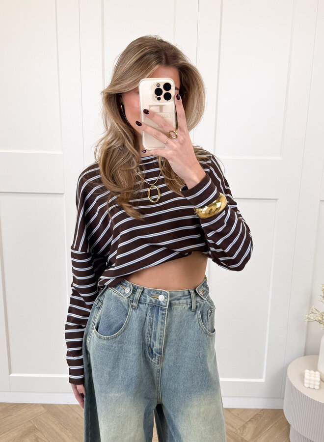 Longsleeve Sophie bruin/blauw