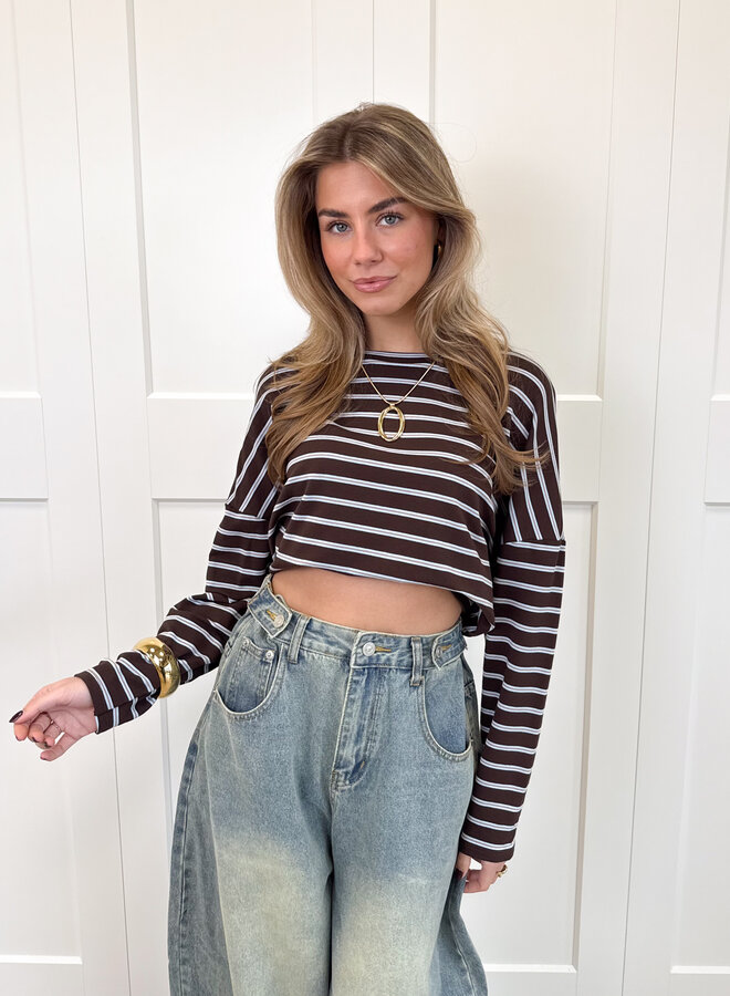 Longsleeve Sophie bruin/blauw