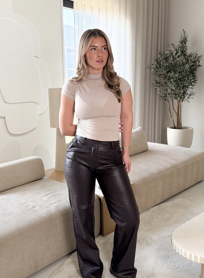 Leather broek Elina bruin