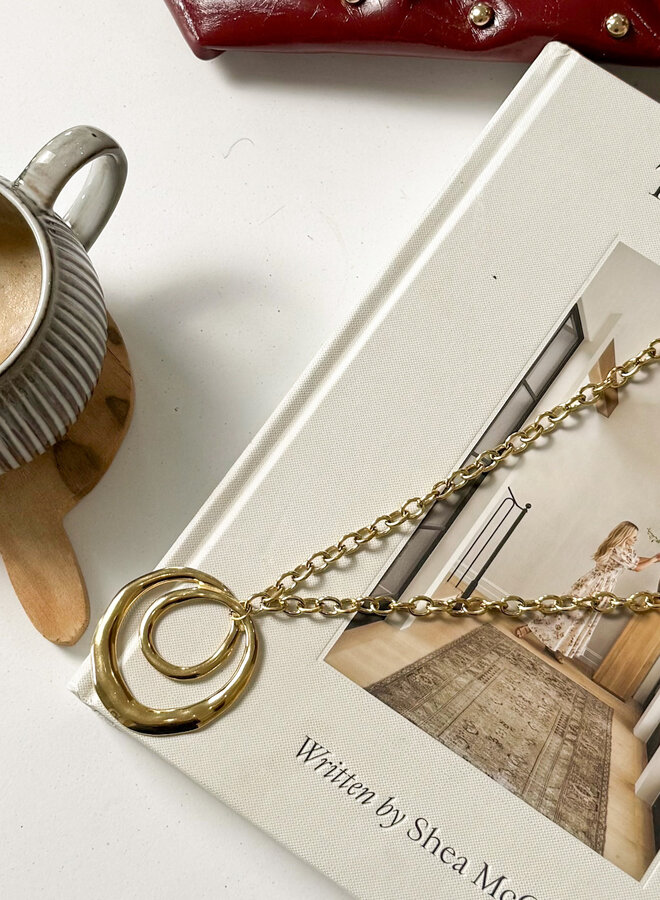 Gouden Moon Circle ketting
