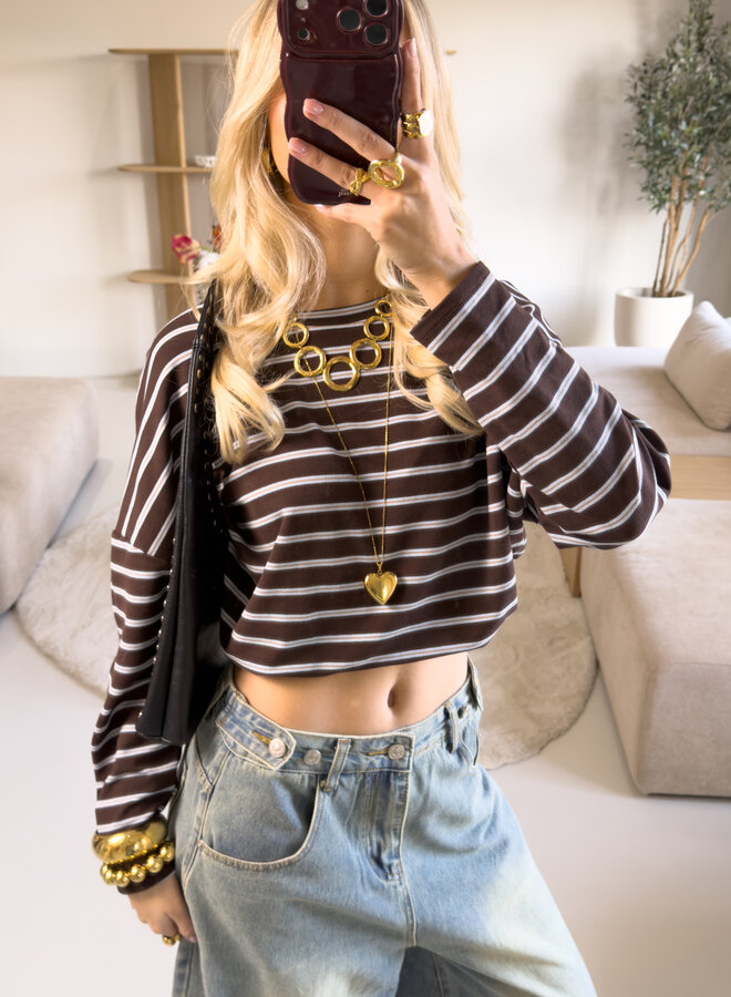 Longsleeve Sophie bruin/blauw