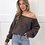Trui off shoulder Alina bruin