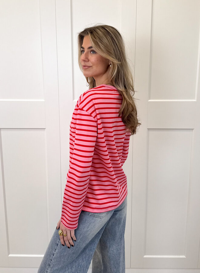 Top strepen Jasmijn roze/rood